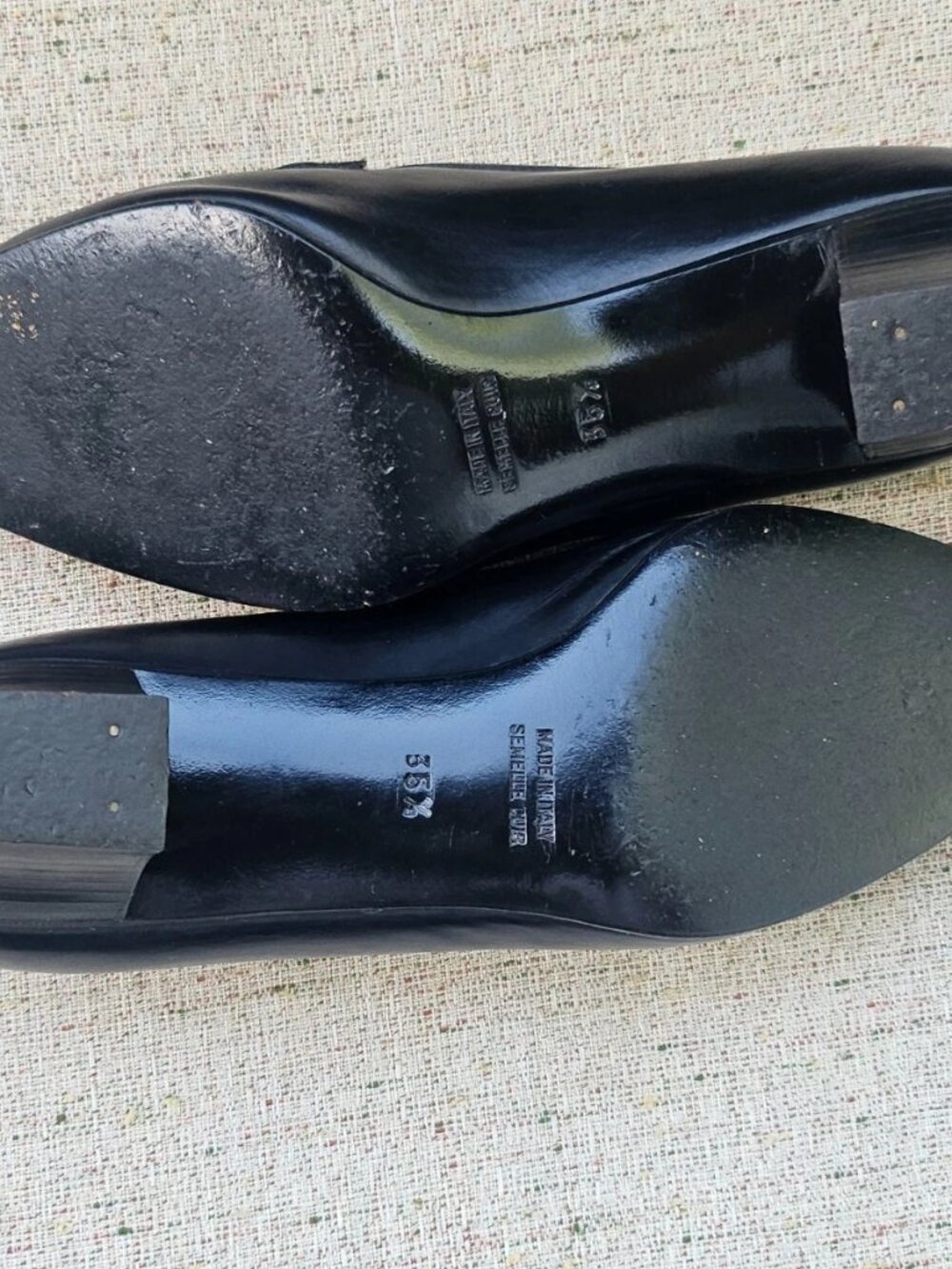 Vintage Celine Ladies Heel Shoes Black Leather Sandal Size 35.5 5US Made Italy - Picture 13 of 14